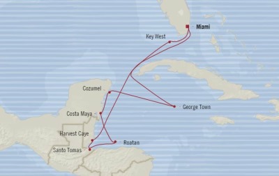 Cruises Oceania Marina Map Detail Miami, FL, United States to Miami, FL, United States December 17-27 2017 - 10 Days