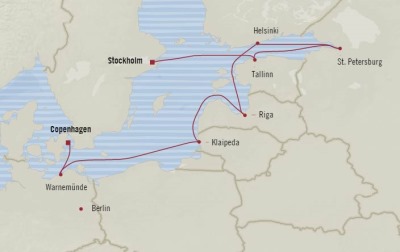 Cruises Oceania Marina Map Detail Stockholm, Sweden to Copenhagen, Denmark September 2-12 2017 - 10 Days