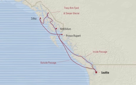 Cruises Oceania Regatta Map Detail Seattle, WA, United States to Seattle, WA, United States August 14-21 2017 - 7 Days