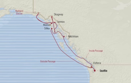Cruises Oceania Regatta Map Detail Seattle, WA, United States to Seattle, WA, United States July 28 August 7 2017 - 10 Days