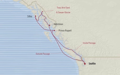 Cruises Oceania Regatta Map Detail Seattle, WA, United States to Seattle, WA, United States July 7-14 2017 - 7 Days