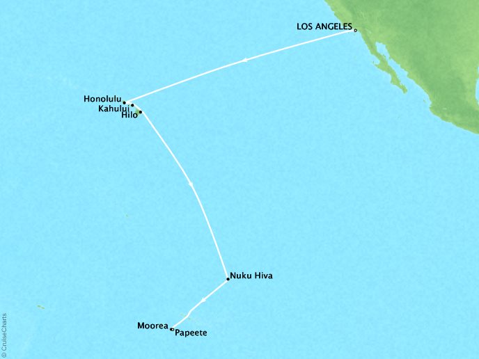 Cruises Oceania Regatta Map Detail Los Angeles, CA, United States to Bora Bora, French Polynesia November 11-28 2018 - 17 Days