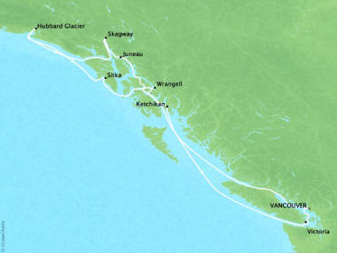 Cruises Oceania Regatta Map Detail Vancouver, Canada to Vancouver, Canada September 17-27 2018 - 10 Days