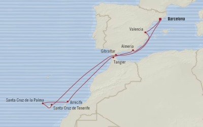 Cruises Oceania Sirena Map Detail Barcelona, Spain to Barcelona, Spain September 22 October 3 2017 - 11 Days
