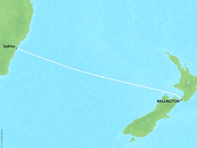 Cruises Ponant Yatch Cruises Expeditions L'Austral Map Detail Wellington, New Zealand to Sydney, Australia January 21-25 2018 - 5 Days