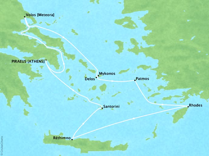 Cruises Ponant Yatch Cruises Expeditions Le Lyrial Map Detail Piraeus, Greece to Piraeus, Greece September 19-26 2017 - 7 Days