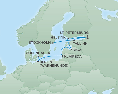 Cruises RSSC Regent Seven Explorer Map Detail Stockholm, Sweden to Copenhagen, Denmark August 24 September 3 2018 - 10 Days