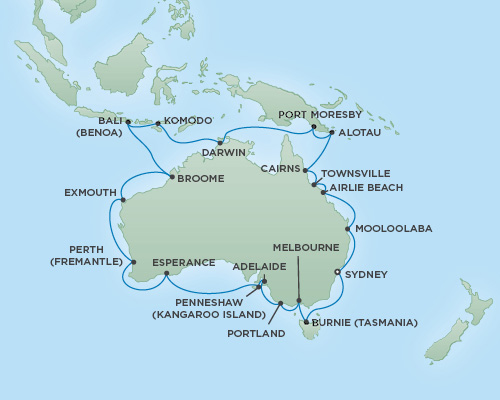 Cruises RSSC Regent Seven Mariner Map Detail Sydney, Australia to Sydney, Australia December 15 2018 January 20 2019 - 36 Days