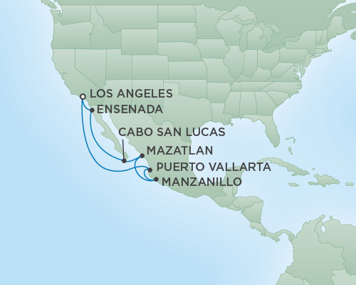 Cruises RSSC Regent Seven Navigator Map Detail Los Angeles, CA, United States to Los Angeles, California May 25 June 3 2018 -  Days