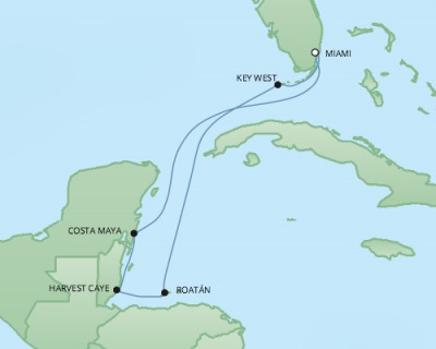 Cruises RSSC Regent Seven Mariner Map Detail Miami, FL, United States to Miami, FL, United States December 29 2017 January 5 2018 - 7 Days