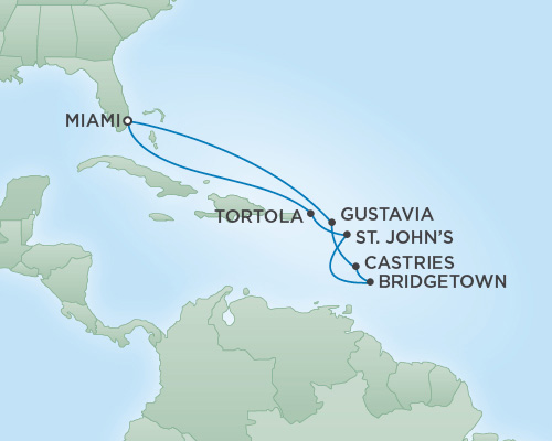 Cruises RSSC Regent Seven Voyager Map Detail Miami, Florida to Miami, Florida November 26 December 6 2018 - 10 Days