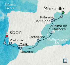 Crystal Cruises Serenity 2015 Iberian Jewels Map