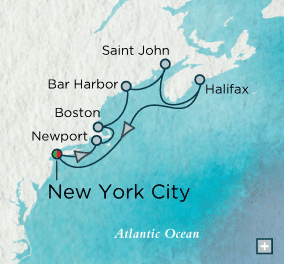 crystal cruises symphony 2015 New England Discovery Map