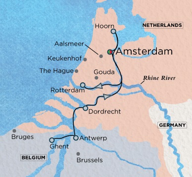 Crystal River Bach Cruise Map Detail Amsterdam, Netherlands to Amsterdam, Netherlands May 1-13 2018 - 12 Days