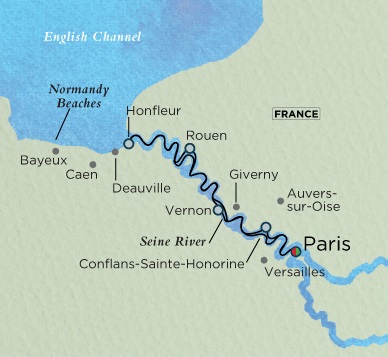 Crystal River Debussy Cruise Map Detail Paris, France to Paris, France August 4-14 2018 - 10 Days