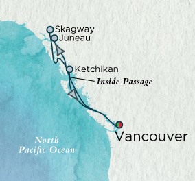 Crystal Cruises Symphony Map Detail Vancouver, Canada to Vancouver, Canada June 17-24 2018 - 7 Days