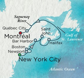 Crystal Cruises Symphony Map Detail New York, NY, United States to Montreal, Canada September 25 October 5 2018 - 10 Days