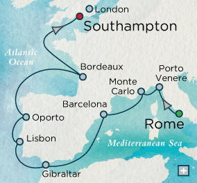 Rome (Civitavecchia), Italy to London (Southampton), England - 12 Days Crystal Cruises Serenity 2014