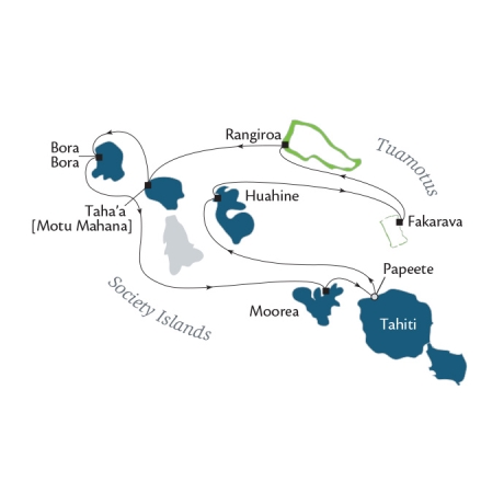 Paul Gauguin Cruises Map Detail Papeete, French Polynesia to Papeete, French Polynesia August 5-12 2017 - 7 Days