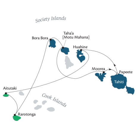 Paul Gauguin Cruises Map Detail Papeete, French Polynesia to Papeete, French Polynesia December 2-13 2017 - 11 Days