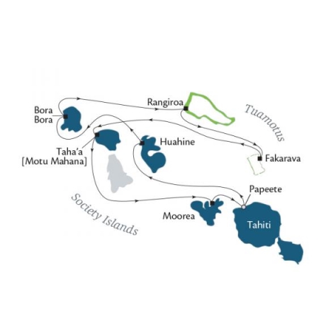 Paul Gauguin Cruises Map Detail Papeete, French Polynesia to Papeete, French Polynesia July 5-15 2017 - 10 Days