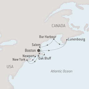 Ponant Yacht Cruises Le Soleal  Map Detail Boston, MA, United States to Boston, MA, United States September 28 October 7 2017 - 9 Days