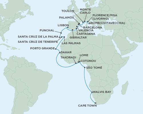 Cruises Seven Seas Mariner October 21 November 24 2015 - 34 Days