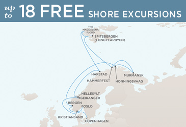 Regent Seven Seas Cruises Voyager 2014 Map OSLO TO COPENHAGEN