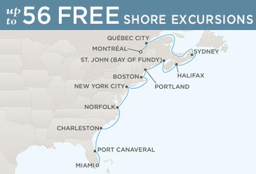 Regent Seven Seas Cruises Navigator 2014 Map MONTRAL TO MIAMI