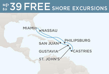 Regent Seven Seas Cruises Navigator 2014 Map MIAMI TO MIAMI