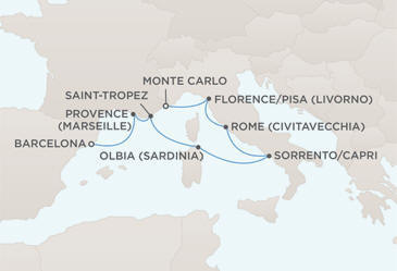 Map - Regent Seven Seas Cruises Mariner 2012