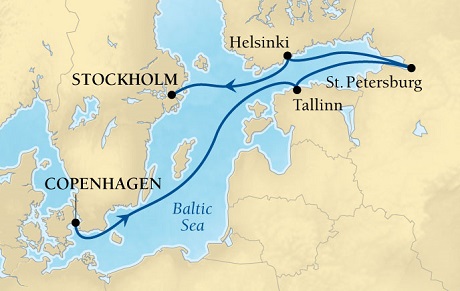 Seabourn Quest Cruise Map Detail Copenhagen, Denmark to Stockholm, Sweden July 25 August 1 2015 - 7 Days - Voyage 6538