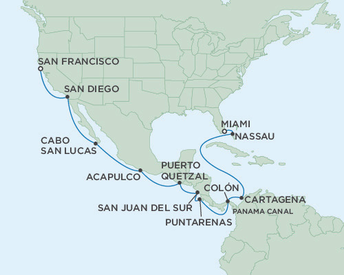 Seven Seas Mariner April 20 May 8 2016 Miami, Florida to San Francisco, California