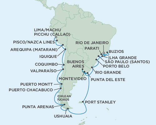 Seven Seas Mariner January 31 March 4 2016 Lima (Callao), Peru to Rio de Janeiro, Brazil