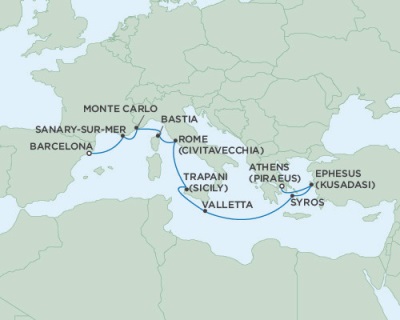 Seven Seas Navigator August 16-26 2016 Barcelona, Spain to Athens (Piraeus), Greece