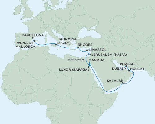 Seven Seas Voyager May 2-23 2016 Dubai, United Arab Emirates to Barcelona, Spain