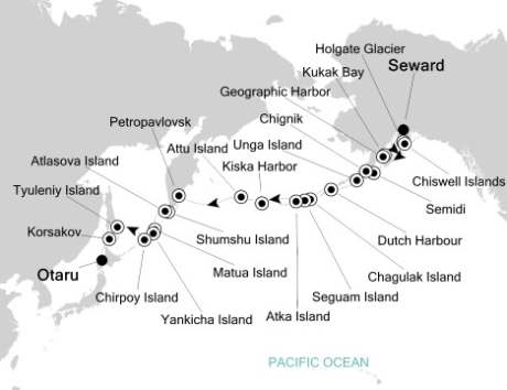 Silversea Silver Discoverer August 11-29 2017 Seward, AK, United States to Otaru, Japan
