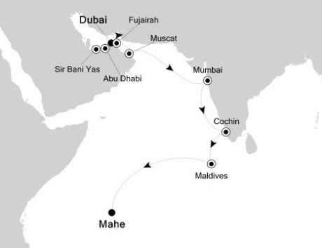 Silversea Silver Spirit December 3-18 2017 Dubai, United Arab Emirates to Mah, Seychelles