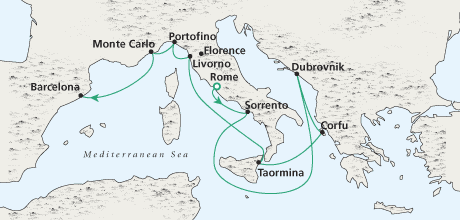 Cruise Single-Solo Balconies and Suites Mediterranean Serenity Rome to Barcelona
