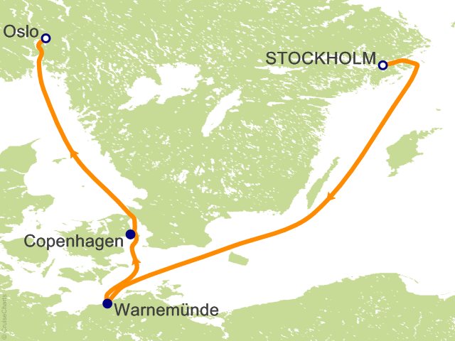 Seven Seas Grandeur Voyage GRA260829 itinerary map from STOCKHOLM to OSLO, August 29-September 8 2026, 10 days