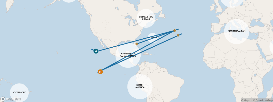 Seven Seas Mariner Voyage MAR260201 itinerary map from Honolulu to Papeete (Tahiti), February 1-15 2026, 14 days