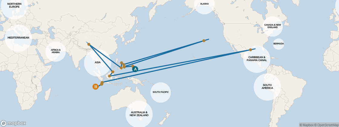 Seven Seas Mariner Voyage MAR260409 itinerary map from Singapore to Cape Town, April 9-May 9 2026, 30 days
