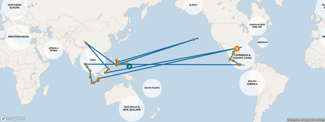 Seven Seas Mariner Voyage MAR260409A itinerary map from Singapore to Lisbon, April 9-June 1 2026, 53 days