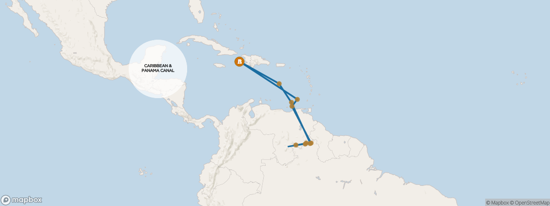 Seven Seas Mariner Voyage MAR261109 itinerary map from Miami to Miami, November 9-December 1 2026, 22 days