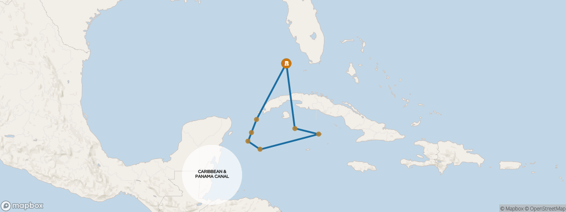 Seven Seas Mariner Voyage MAR261211 itinerary map from Tampa Bay to Tampa Bay, December 11-21 2026, 10 days