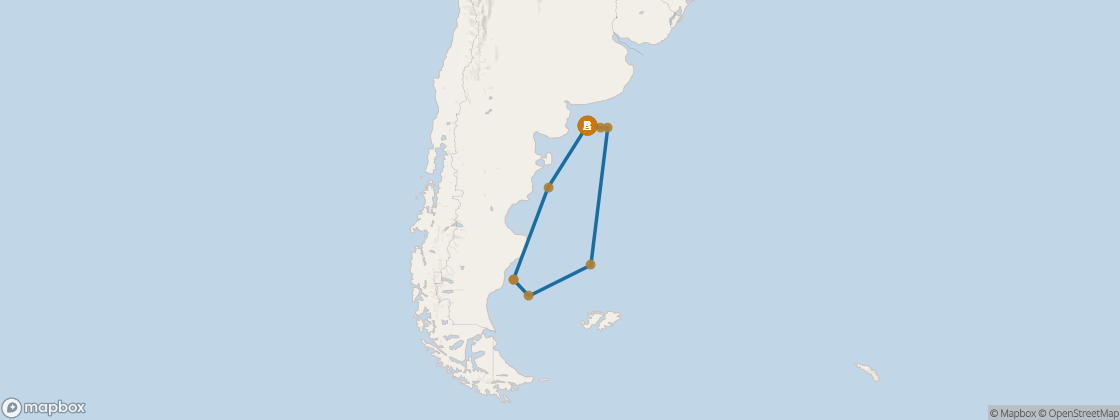 Seven Seas Mariner Voyage MAR270202 itinerary map from Buenos Aires to Buenos Aires, February 2-20 2027, 18 days