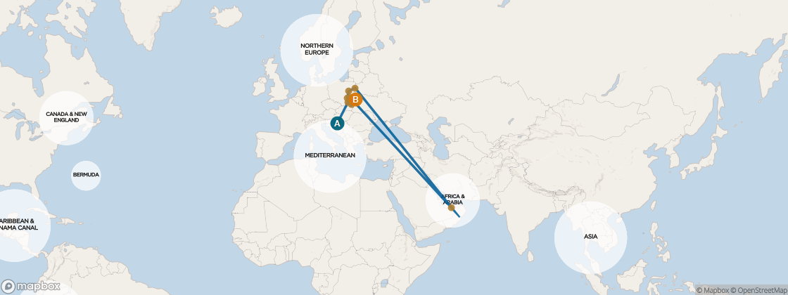 Seven Seas Mariner Voyage MAR280717 itinerary map from London (Southampton) to Oslo, July 17-27 2028, 10 days
