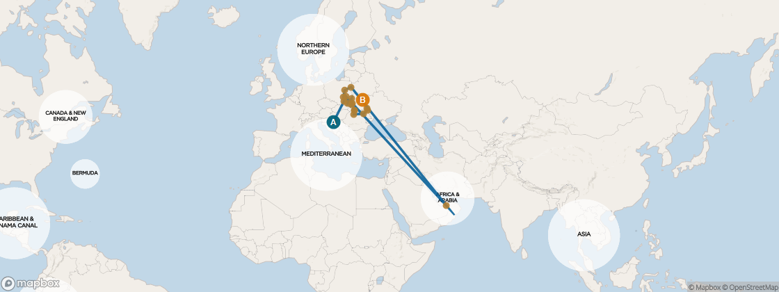 Seven Seas Mariner Voyage MAR280717A itinerary map from London (Southampton) to Stockholm, July 17-August 7 2028, 21 days