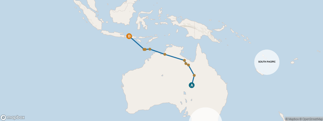 Seven Seas Mariner Voyage MAR290406 itinerary map from Sydney to Singapore, April 6-27 2029, 21 days