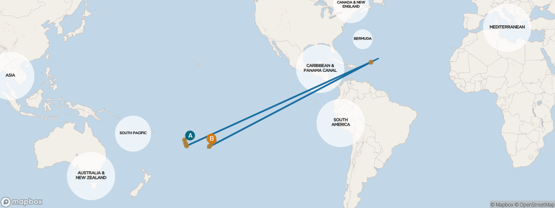 Seven Seas Navigator Voyage NAV260123 itinerary map from Sydney, Australia to Auckland, New Zealand, January 23-February 6 2026, 14 days